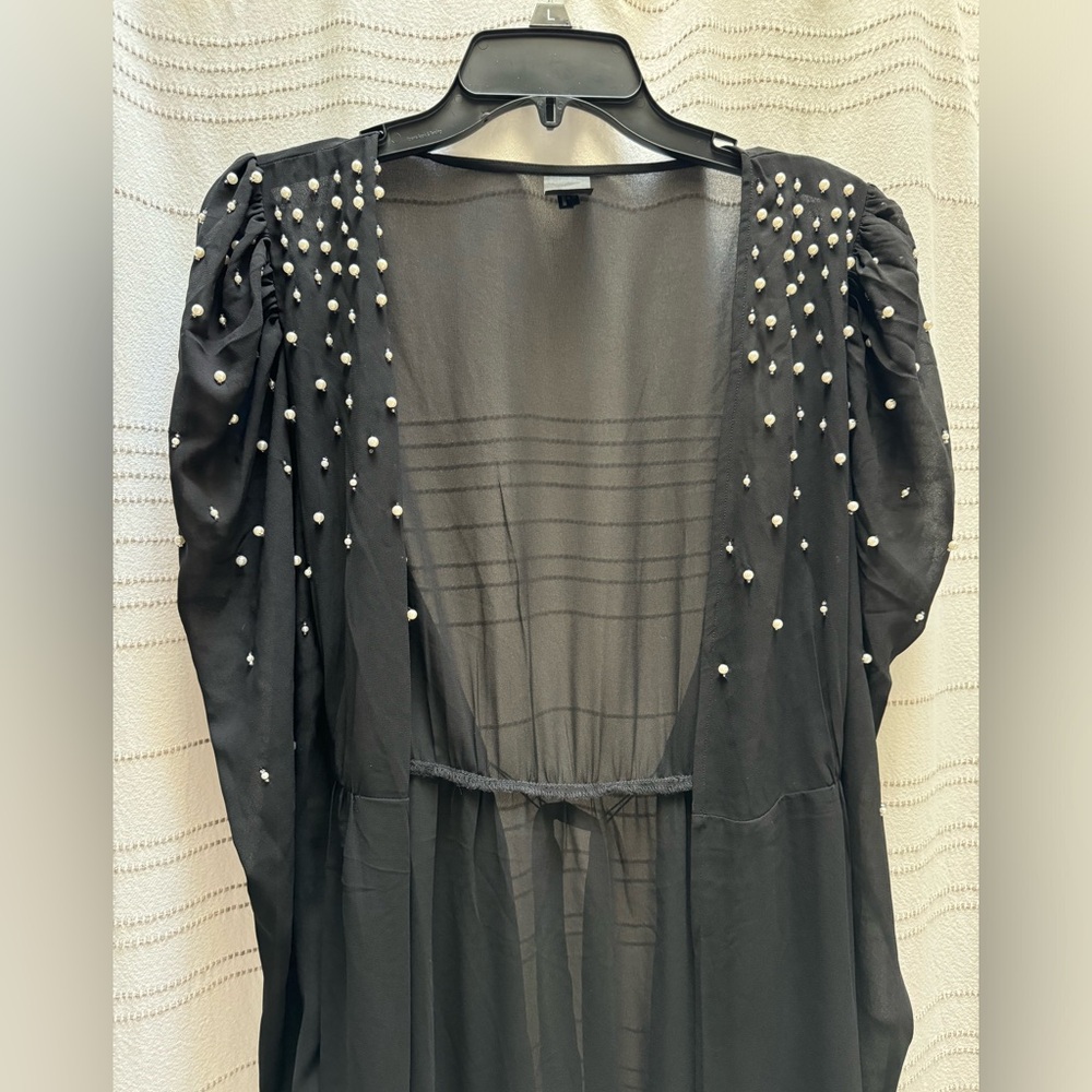 Floor-length beaded duster